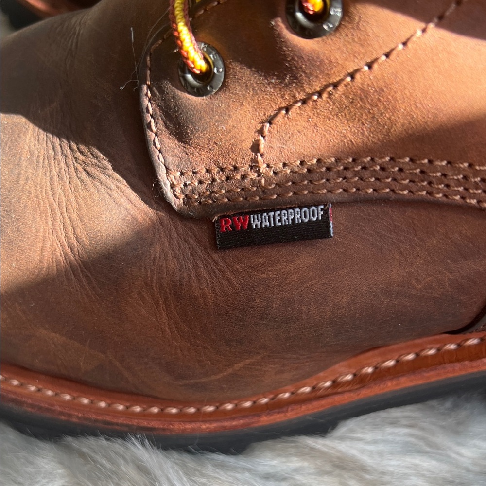 Red Wing Shoes Brown Leather Boots with Yellow Laces - Picture 9 of 11